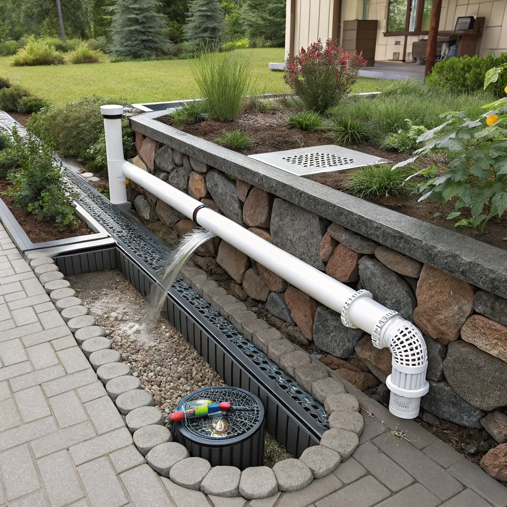 Illustration of a garden drainage system