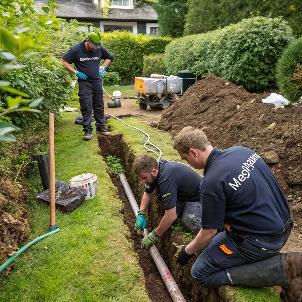 MEQORINEXIA team working on garden drainage